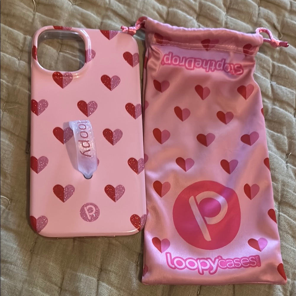 Loopy Case Pink and Red Heart Phone Case